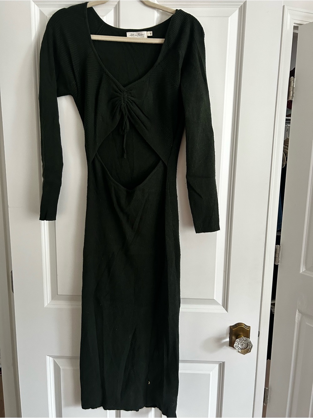 Long Sleeve Midi Dress with Front Knot and Cutout